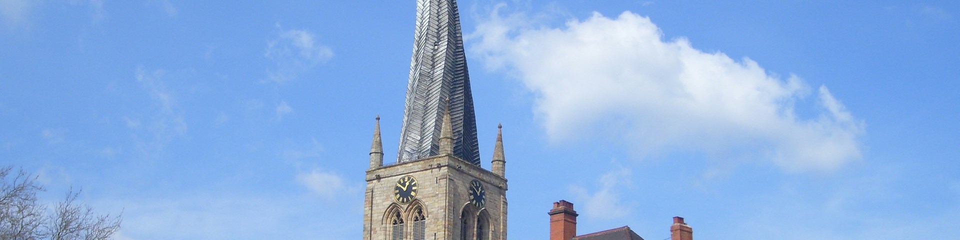 Chesterfield local landmark - Chesterfield Parish Church well known for its crooked and pointed roof.